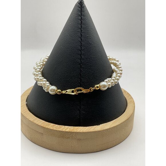 Vintage Marvella Faux Pearl Twist Beaded Bracelet PAT 537985 - Picture 2 of 4